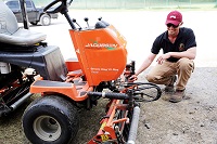 East Mississippi Community College head greens keeper Derek Havard works on a reel mower at the college’s Lion Hills Center where Small Engine Equipment Repair Technology will be taught. Small Engine Equipment Repair is among four new programs that will be offered this fall by EMCC’s Office of Career and Technical Education.