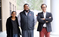 From left, Mississippi State University associate professor Dr. Bindu Nanduri, East Mississippi Community College instructor Jairus Johnson, and MSU assistant professor Dr. Jonas King are collaborating on the “Bridges to Baccalaureate” program, which will provide paid summer research internships to select EMCC students transferring to MSU.