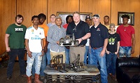 An award winning metal sculpture by an East Mississippi Community College student that depicts one of Taylor Machine Works most prominent machines will soon be donated and on display in the front lobby of Taylor Logistics.