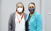 Columbus resident Mia Mullin, at left, earned an Associate Degree Nursing degree at East Mississippi Community College nearly 20 years after completing her Practical Nursing studies at the college. She is pictured here with EMCC Director of Nursing Programs/Associate Dean of Health Sciences Dr. Tonsha Emerson, who was Mullin’s Practical Nursing instructor in 2001.